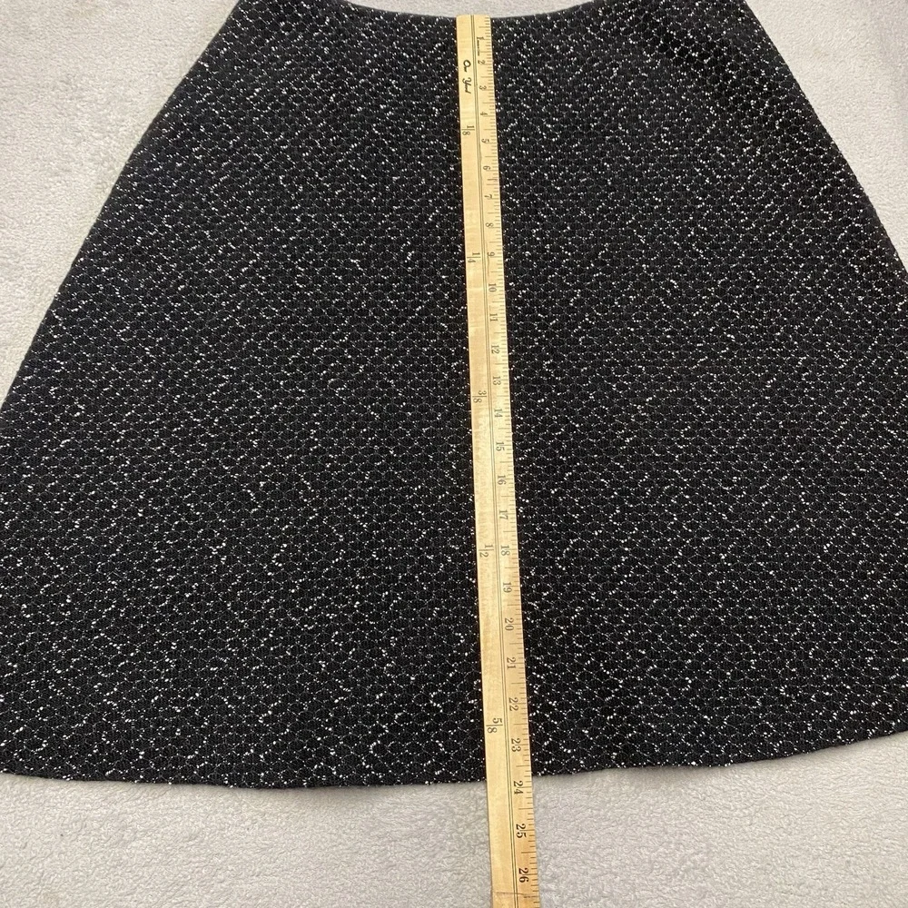 St John Skirt Size 14 Black White Wool Blend Textured Knit A Line‎ Old Money USA